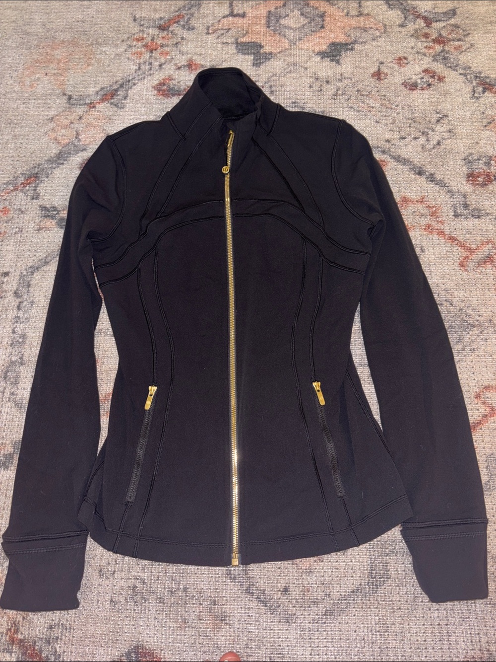 lululemon athletica Black Bomber Jacket with Gold Zipper